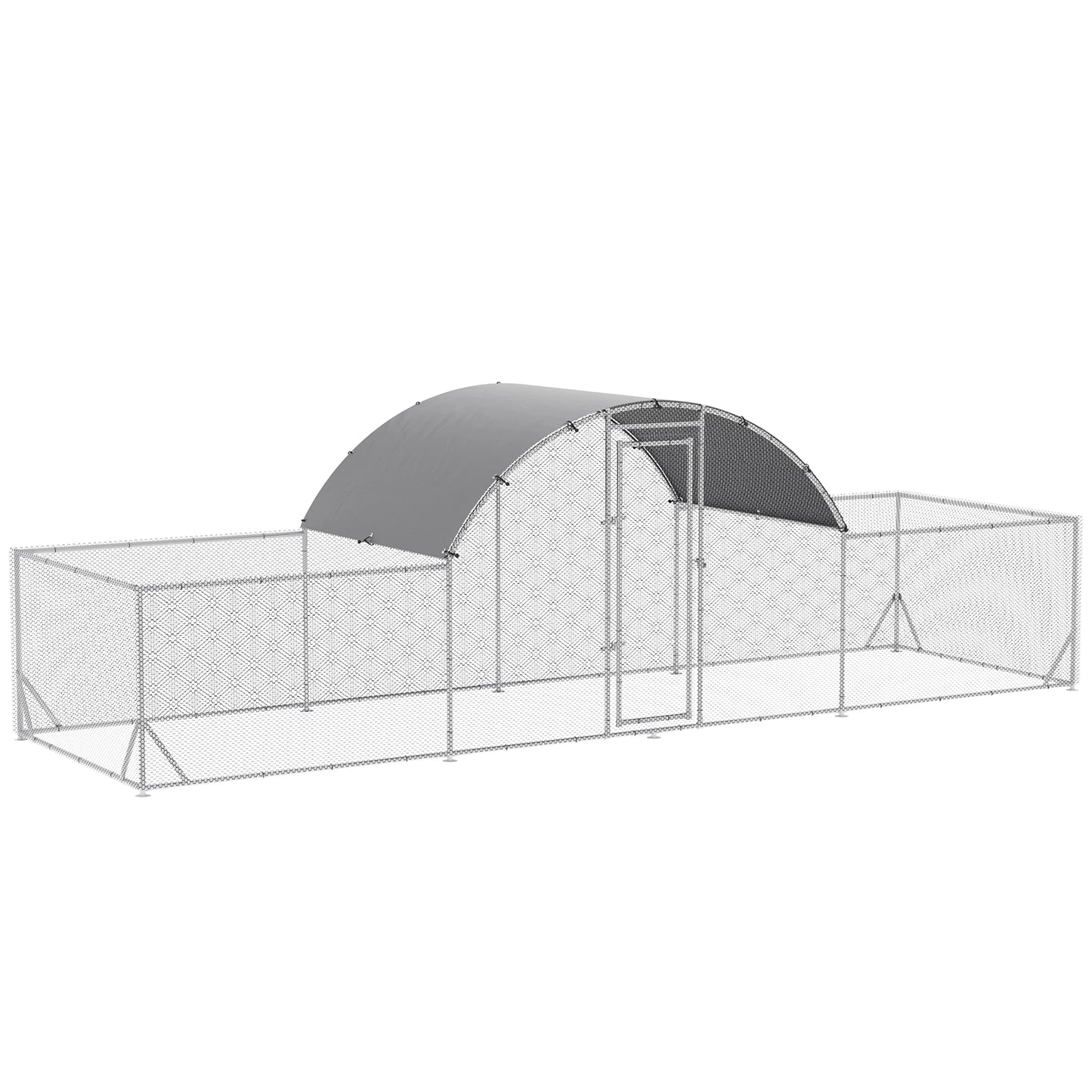 21.7' x 6.2' Metal Chicken Run, Waterproof Anti-UV Cover Chicken Coops Silver, Silver Grey at Gallery Canada