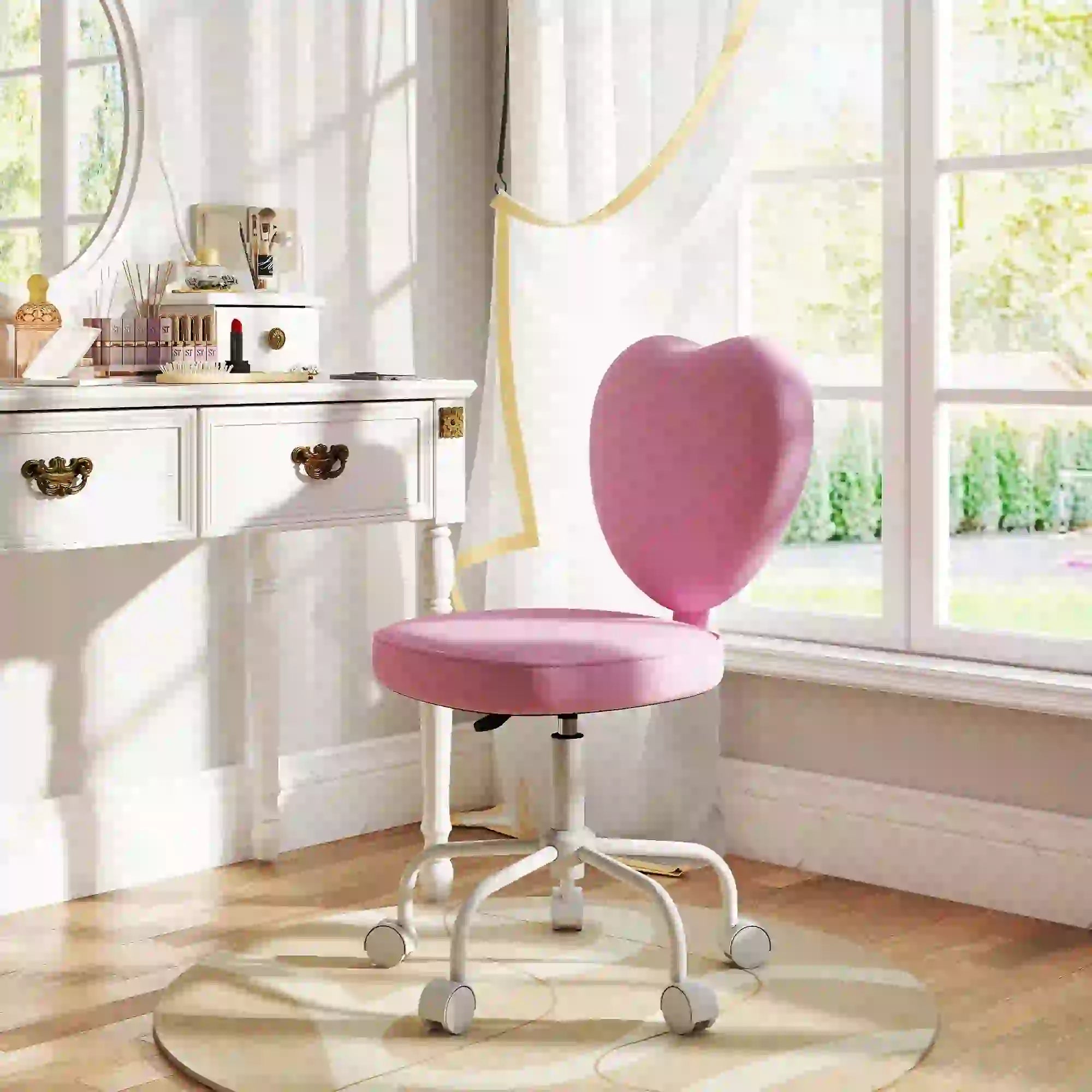 Heart Love Shaped Office Chair, Adjustable Height, Pink Task Chairs at Gallery Canada