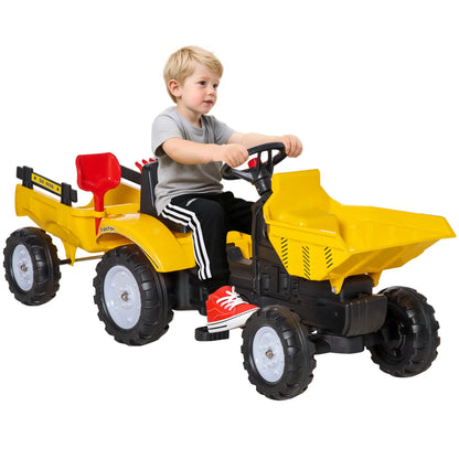 Kids Ride On Toy Dump Truck, Pedal Construction Car with Trailer, Yellow Toy Excavators Black and Yellow at Gallery Canada