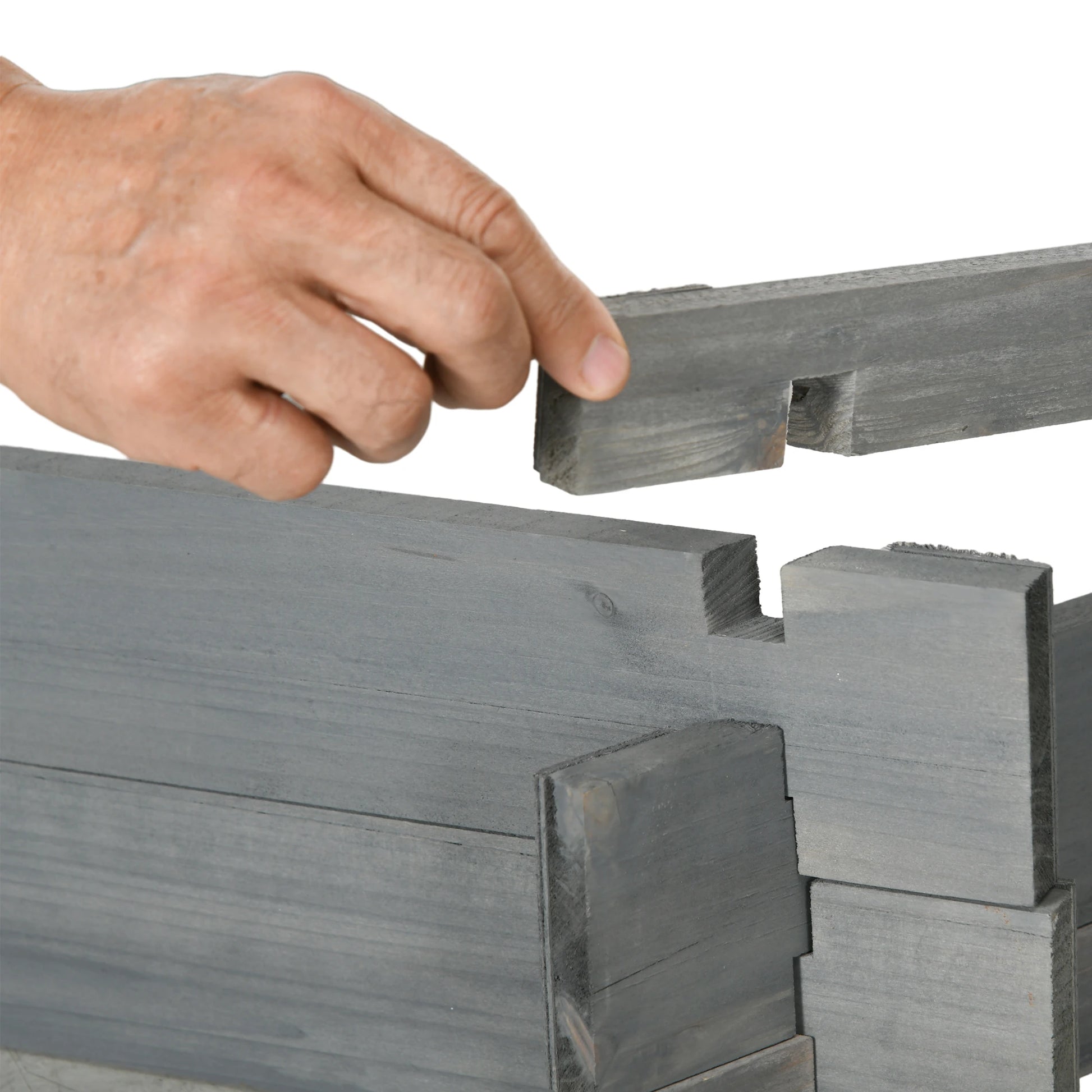 39" x 36" Hexagon Planter Box, Raised Garden Bed, Grey Wooden Planter Boxes at Gallery Canada