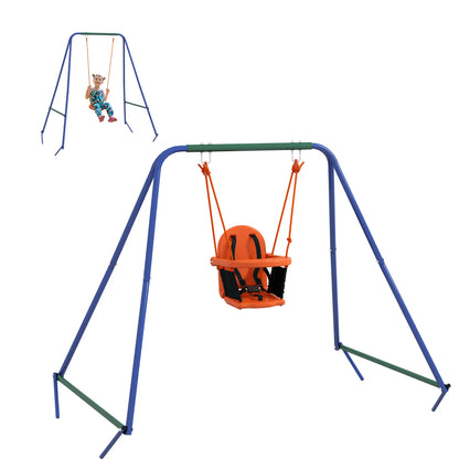 Kid Swing Set with Safety Harness, 6 Months+, Heavy Duty, Indoor/Outdoor, Orange Gym Sets & Swings at Gallery Canada
