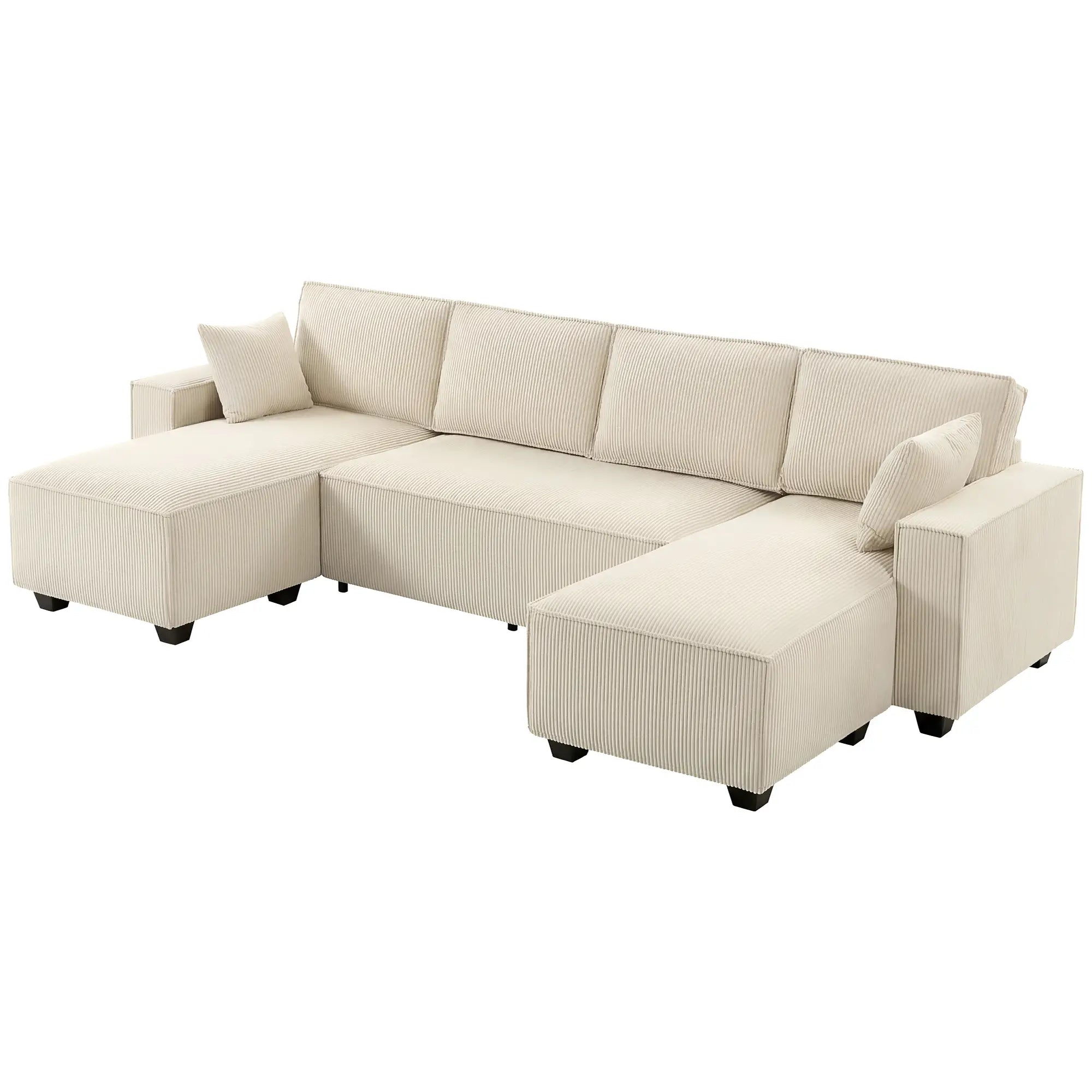 Modular U Shaped Sectional Sofa, Double Chaises, Spring Cushions, Beige L Shaped Couchs Beige at Gallery Canada