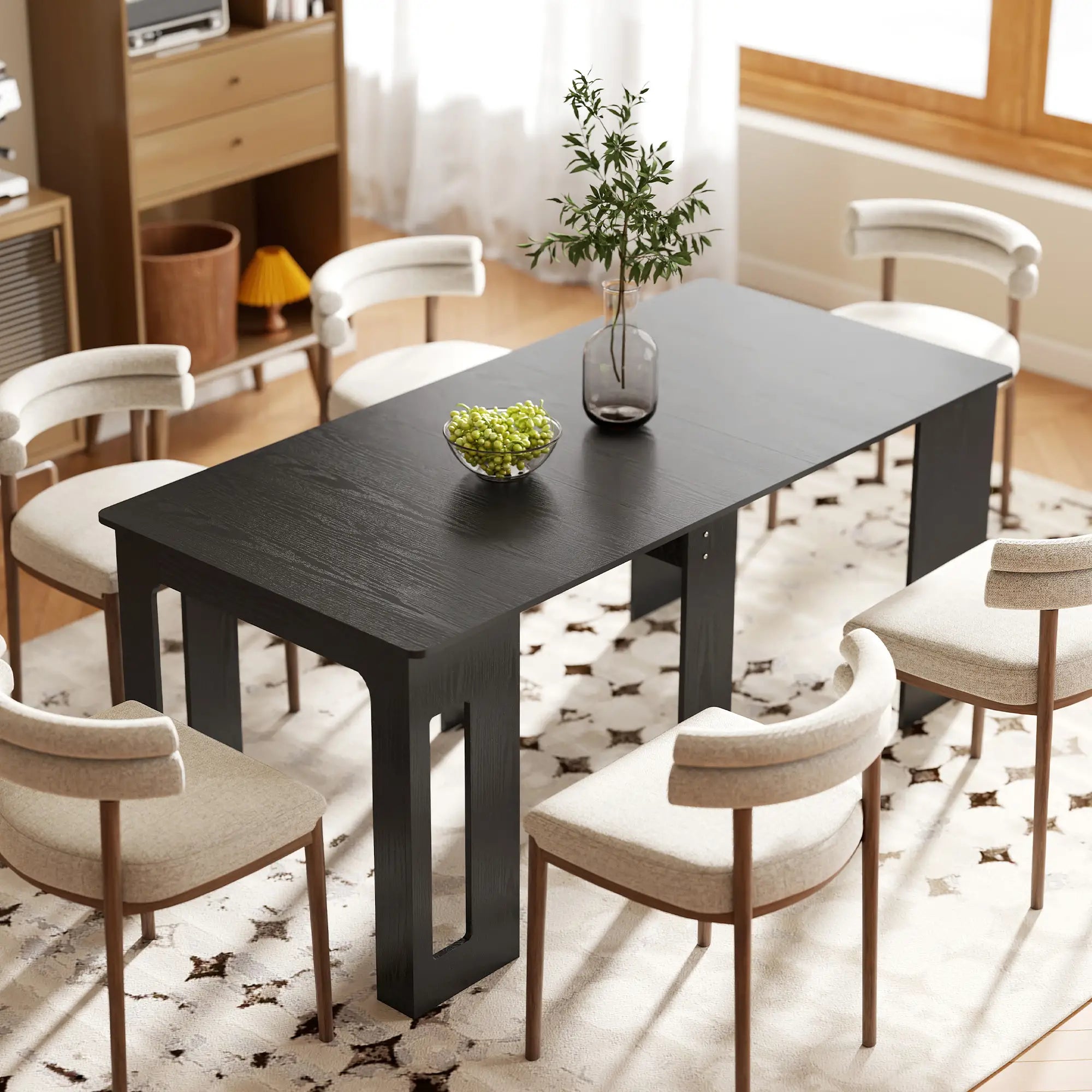 Extendable Dining Table, Expandable Kitchen Table, Seats 6, Distressed, Black Dining Tables at Gallery Canada