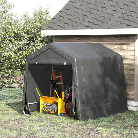 9.2' x 7.9' Garden Storage Tent, Heavy Duty Bike Shed, Patio Storage Shelter w/ Metal Frame and Double Zipper Doors, Dark Grey - Gallery Canada