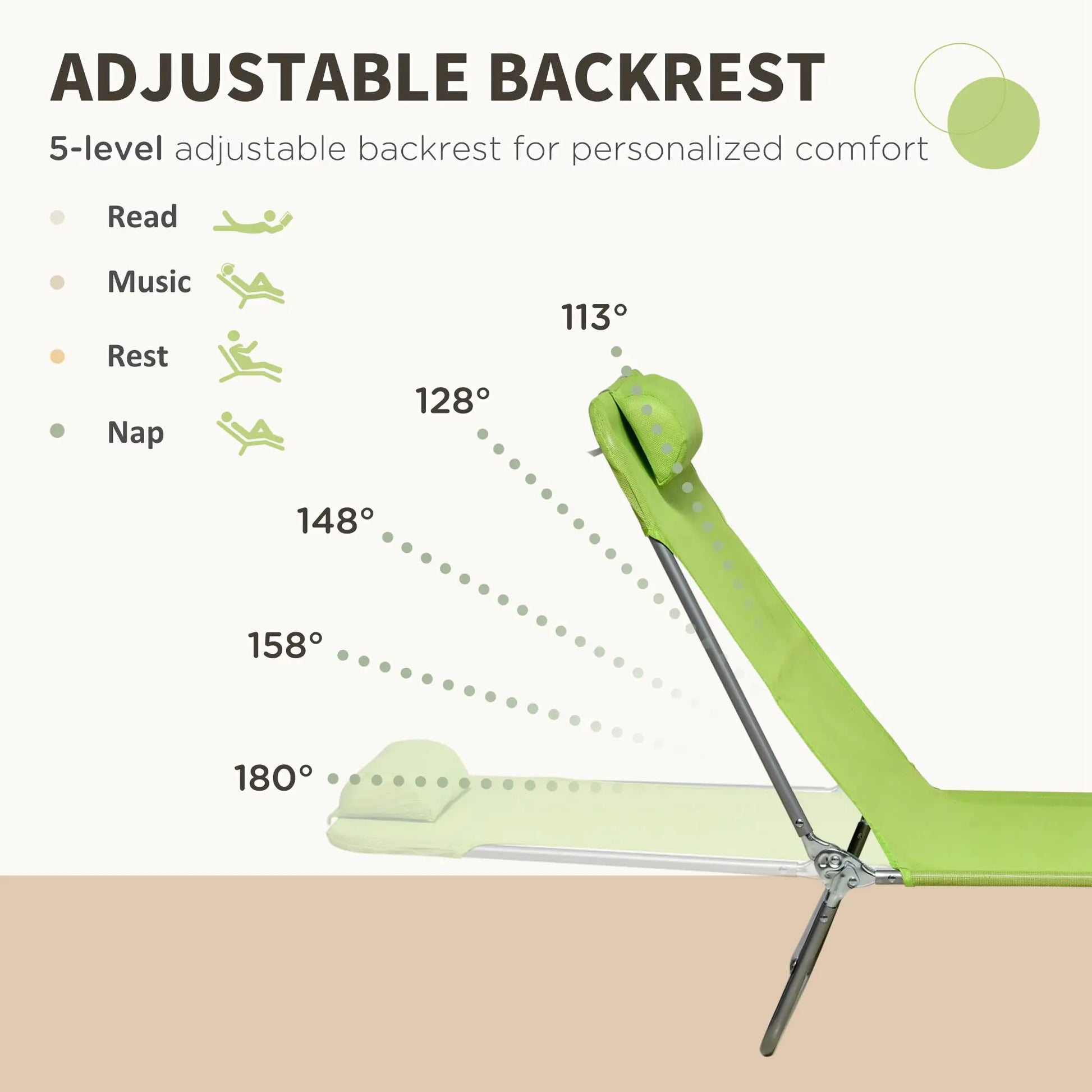 Set of 2 Folding Chaise Lounge Chairs, Outdoor, Reclining, Green Lounger Chairs at Gallery Canada