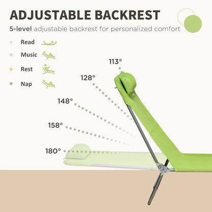 Set of 2 Folding Chaise Lounge Chairs, Outdoor, Reclining, Green Lounger Chairs at Gallery Canada