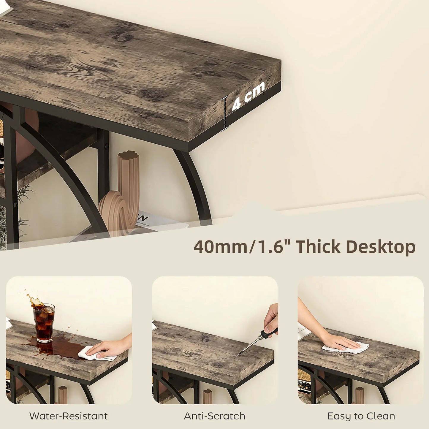 39.4" Console Table With Storage Shelves, Rustic Brown Console Tables at Gallery Canada