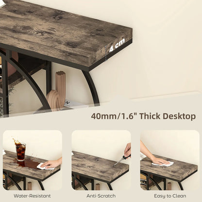 39.4" Console Table With Storage Shelves, Rustic Brown Console Tables at Gallery Canada