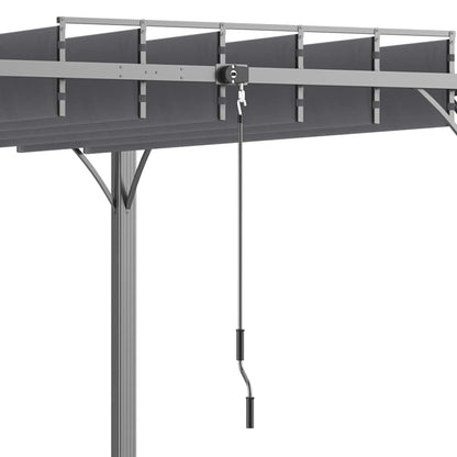 12.8' x 9.7' Outdoor Pergola, Retractable Roof, Aluminium Louvered Canopy, Grey Pergolas at Gallery Canada