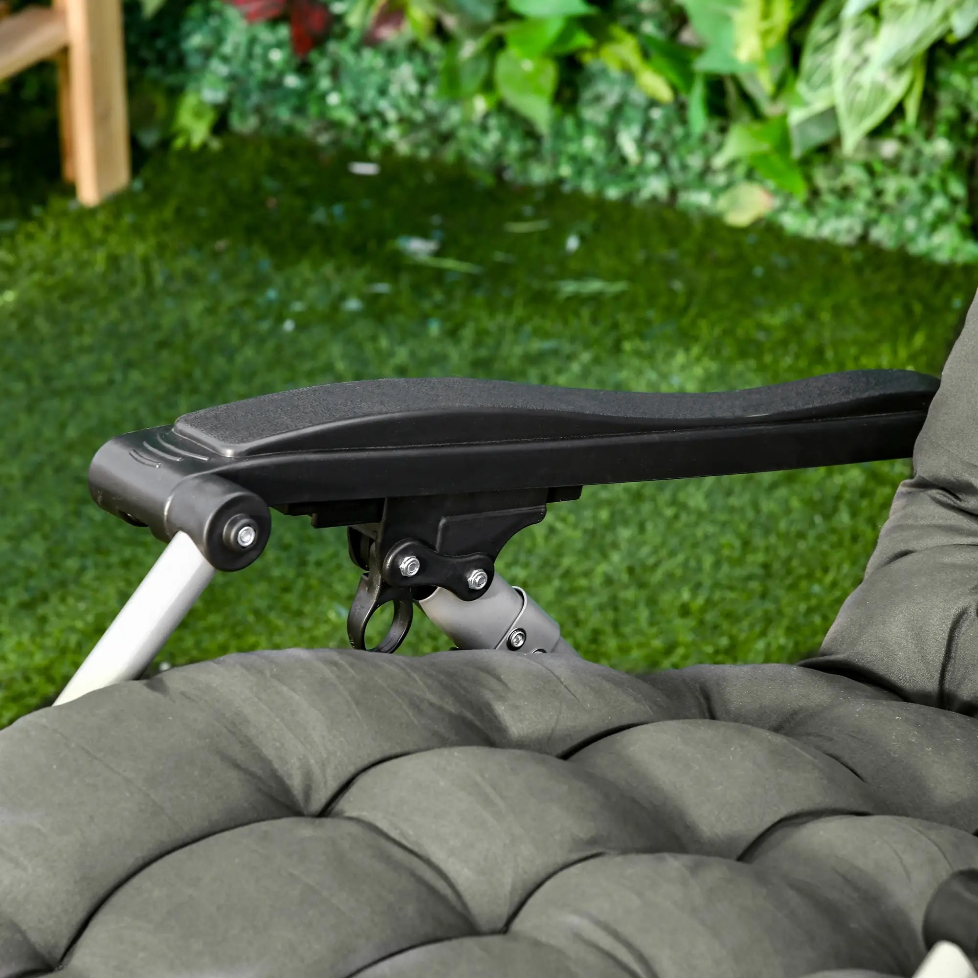 Reclining Zero Gravity Chair, Adjustable Backrest, Folding Sun Lounger, Removable Cushion, Headrest, Dark Grey Lounger Chairs at Gallery Canada