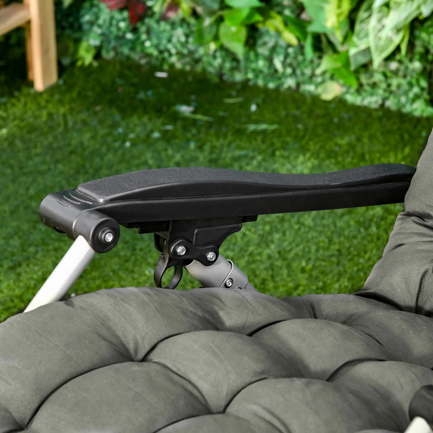 Reclining Zero Gravity Chair, Adjustable Backrest, Folding Sun Lounger, Removable Cushion, Headrest, Dark Grey Lounger Chairs at Gallery Canada