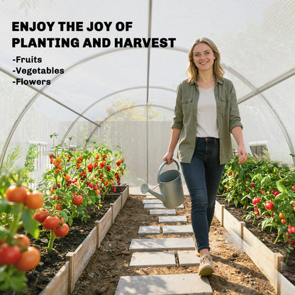 Walk-in Tunnel Greenhouse, 20'x10'x7', Mesh Door, PE Cover, White Tunnel Greenhouses at Gallery Canada