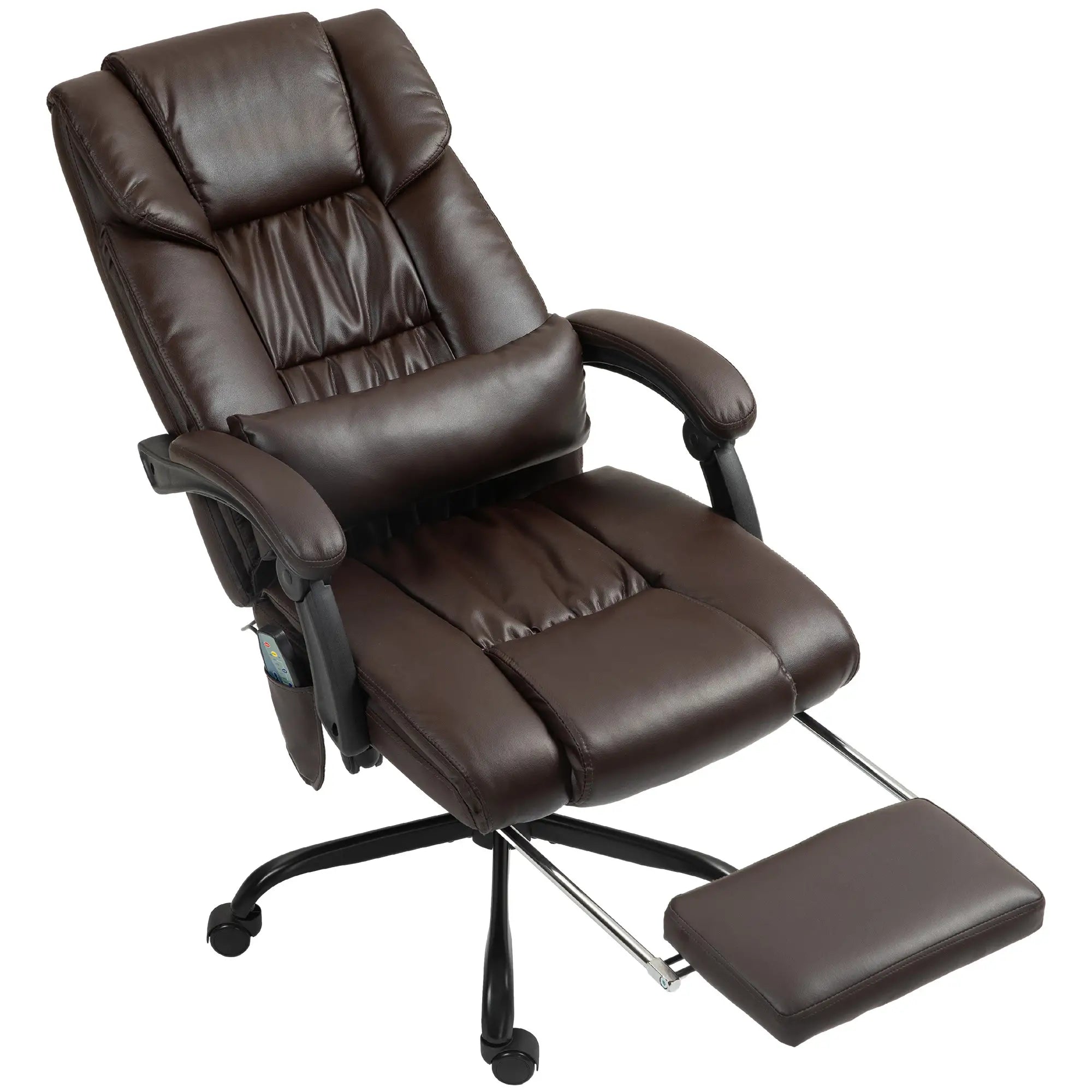 6-Point Vibration Massage Chair, Height Adjustable, Reclining, Brown Executive & Manager Chairs at Gallery Canada