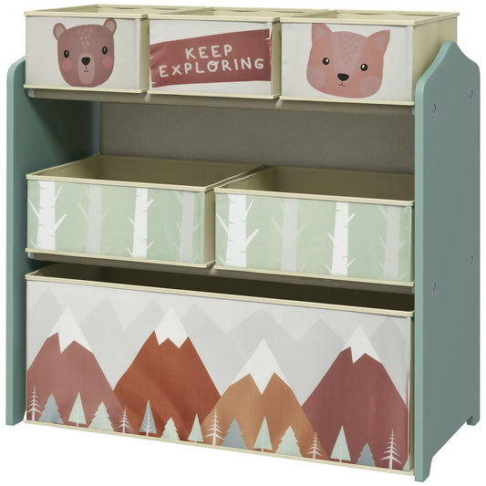 Toy Organizer With 6 Storage Bins, 25" x 12" x 26", Green Baby & Kids Storage Green at Gallery Canada