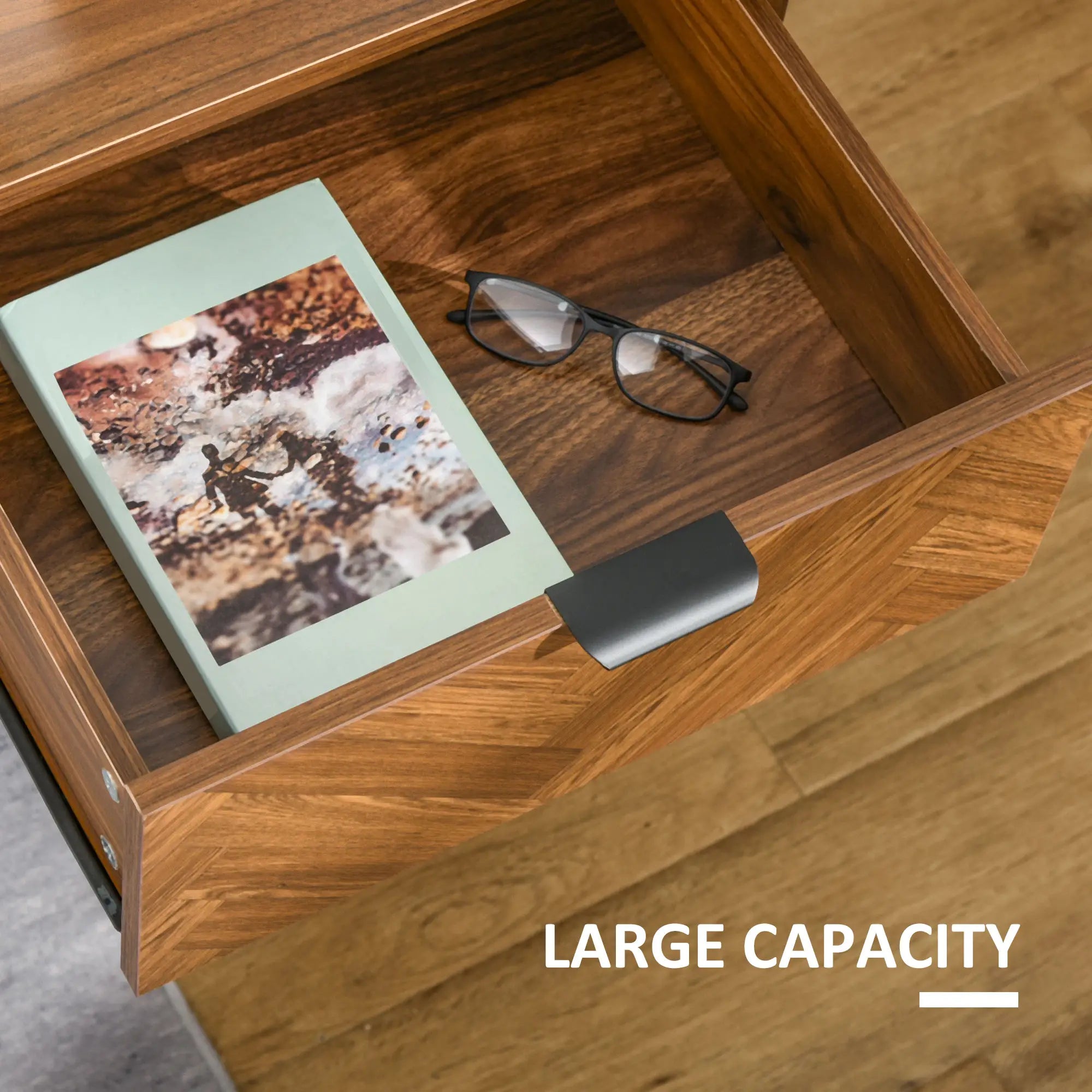 Bedside Table, Nightstand for Bedroom, End Side Table Dresser Storage with 2 Drawers, Walnut Brown Storage Cabinets at Gallery Canada