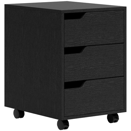 3 Drawer File Cabinet, Vertical with Wheels, Mobile Printer Stand, Black