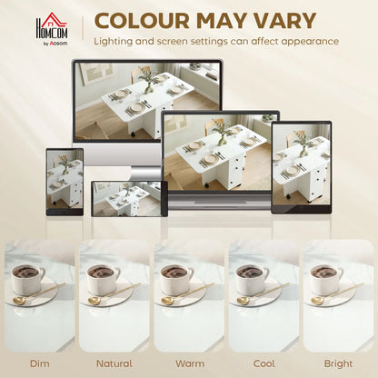 Drop Leaf Dining Table, Mobile Folding Table With Drawers, Marble White, White Dining Tables at Gallery Canada