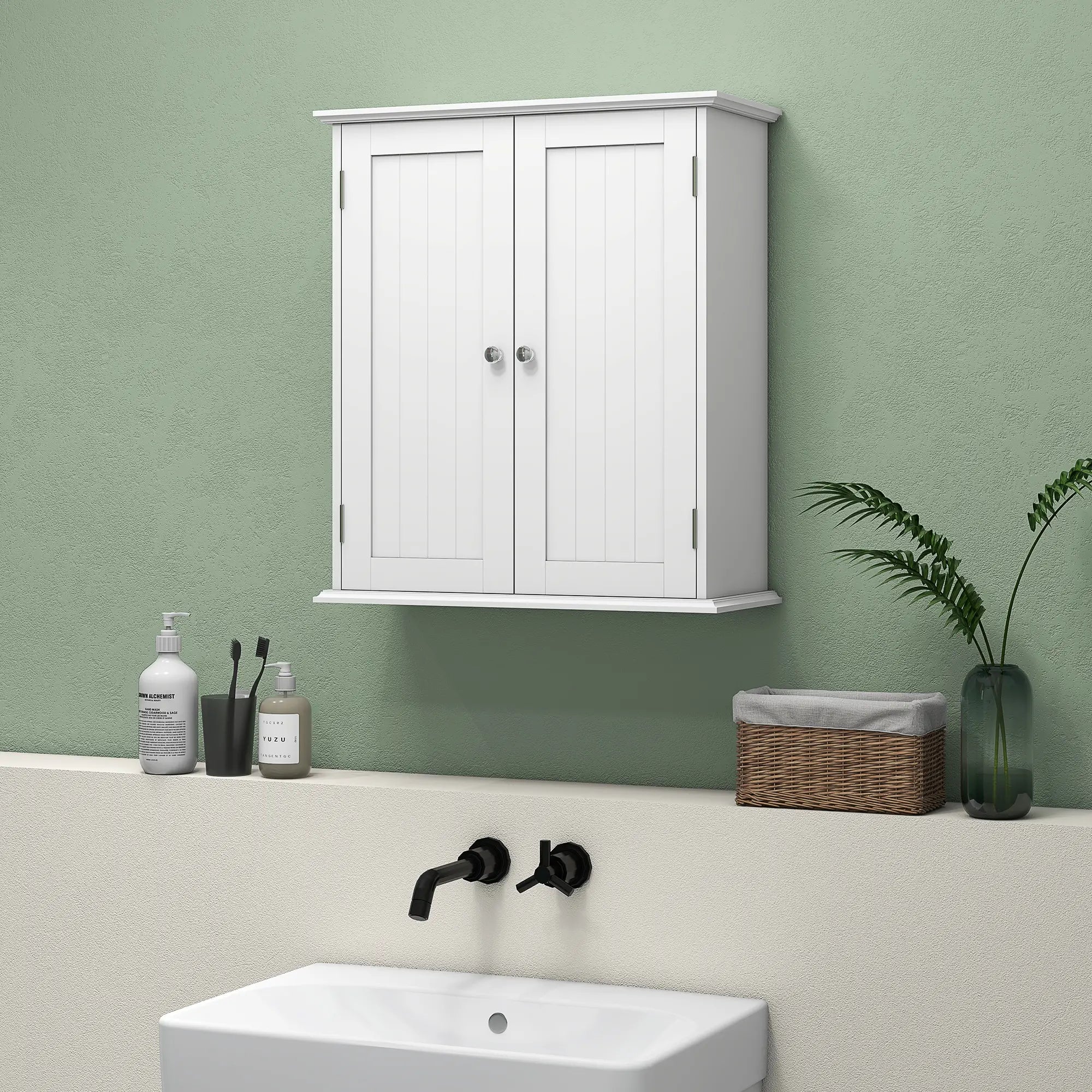 Bathroom Medicine Cabinet, Wall Cabinet with 2 Doors and Adjustable Shelf, Space Saver Over Toilet Cabinet Wall Mounted Cabinets at Gallery Canada