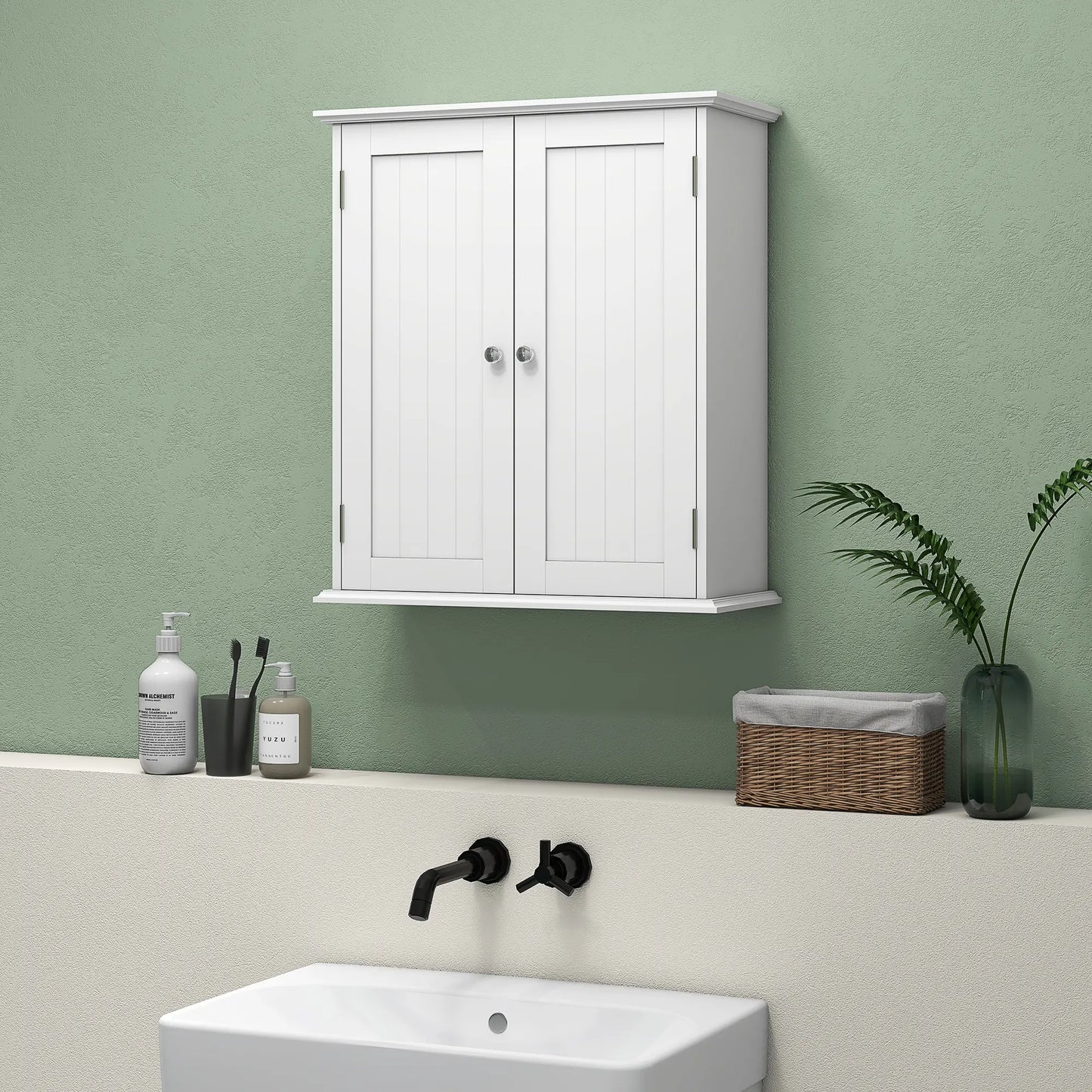Bathroom Medicine Cabinet, Wall Cabinet with 2 Doors and Adjustable Shelf, Space Saver Over Toilet Cabinet Wall Mounted Cabinets at Gallery Canada