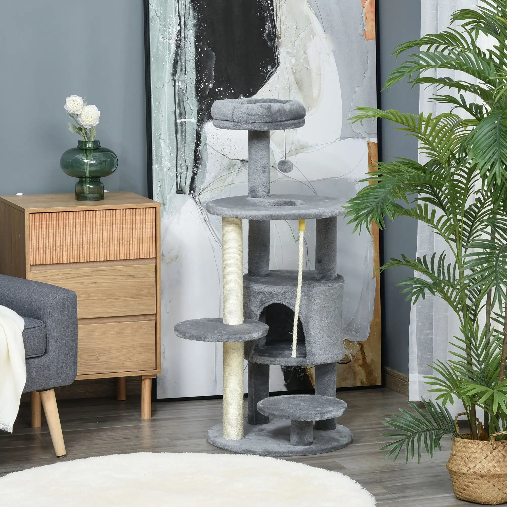 41 Cat Tree Tower with Condo, Scratching Posts, Dark Grey Cat Towers at Gallery Canada