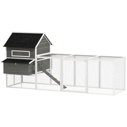 Wooden Chicken Coop With Run, Nesting Box, 137", Dark Grey Chicken Coops at Gallery Canada