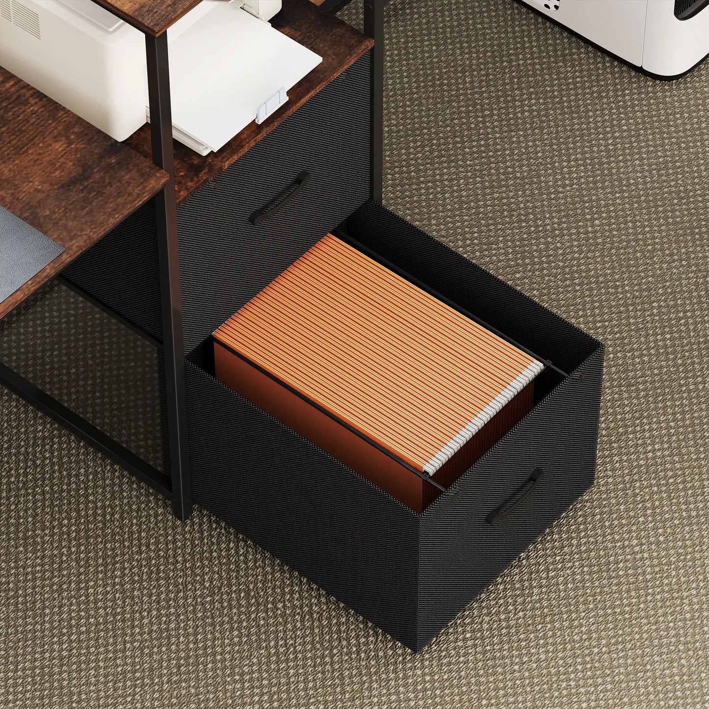 96 Inch Gaming Desk, Dual Computer Desk, Rustic Brown, Brown