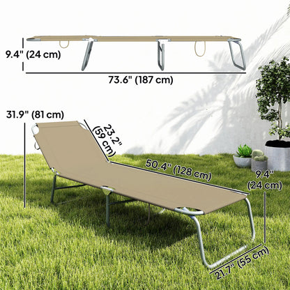 Folding Outdoor Lounge Chair, Reclining Tanning Chair, Brown Lounger Chairs at Gallery Canada