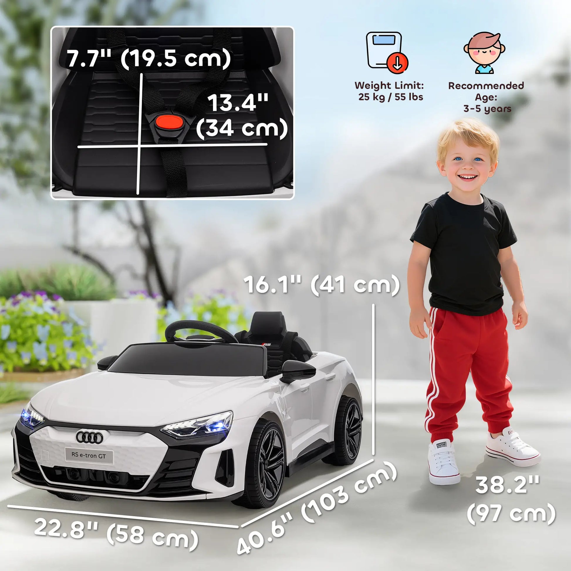 Remote Control Ride On Car, 12V Electric Toy for Kids, White Electric Toy Cars at Gallery Canada