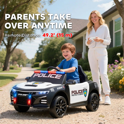 Kids Electric Police Car, Remote Control, Sirens, Lights, Music, White Electric Toy Cars at Gallery Canada