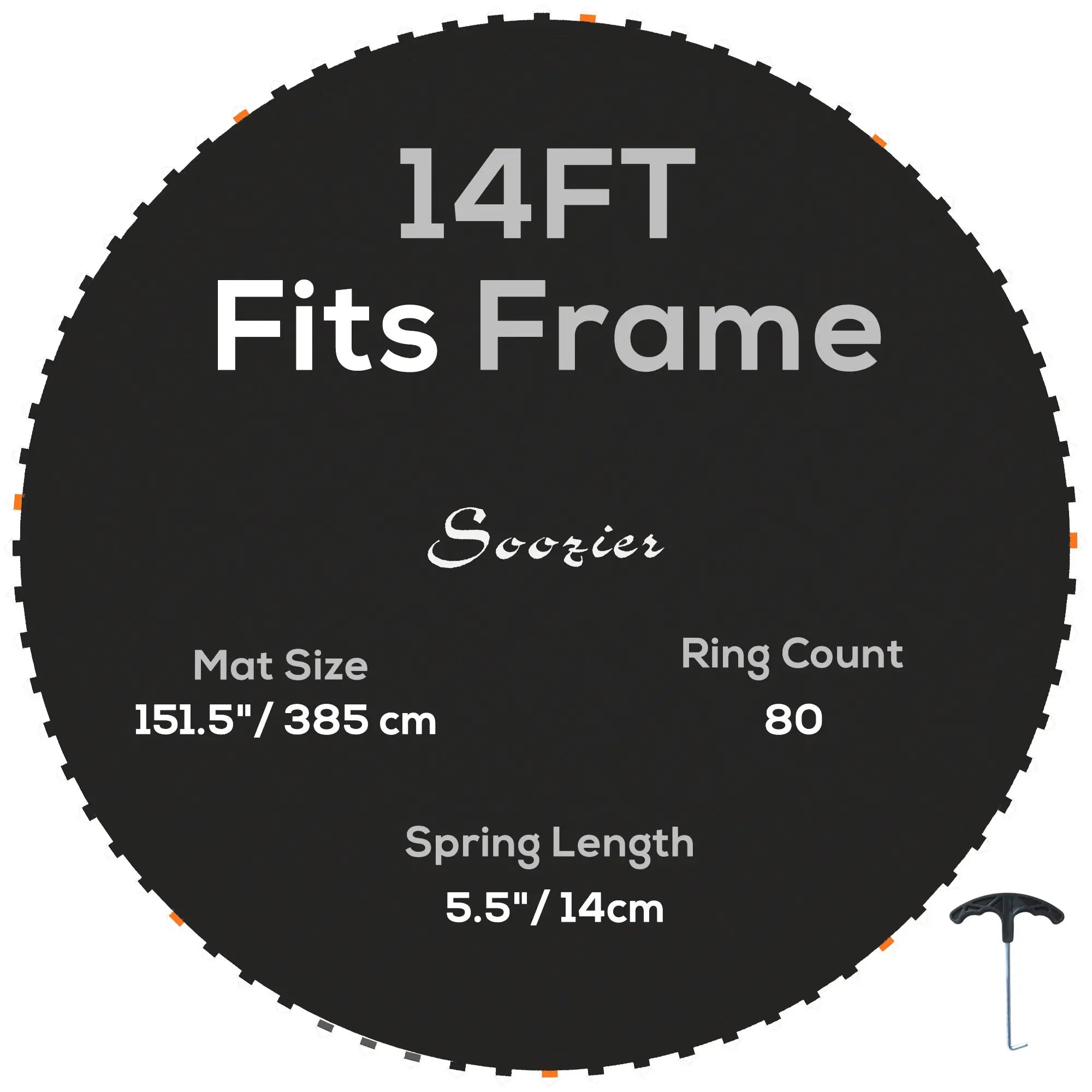 Trampoline Replacement Mat, Fits 14', 80 V-Hooks, 5.5