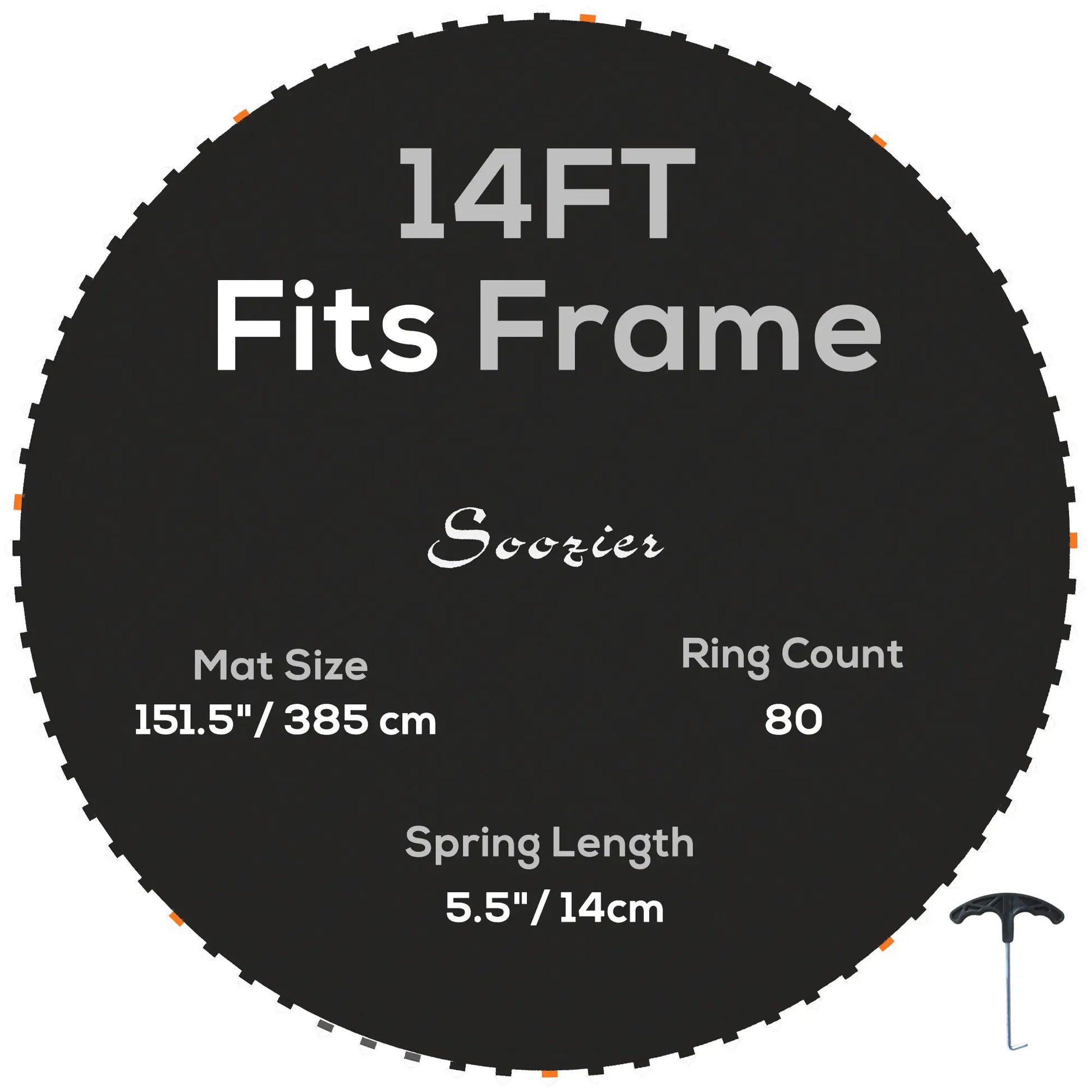 Trampoline Replacement Mat, Fits 14', 80 V-Hooks, 5.5" Springs, Black Trampolines at Gallery Canada