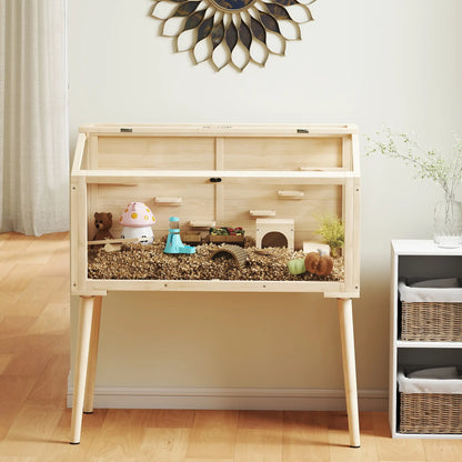 Wooden Hamster Cage With Openable Top, Seesaws, Platforms, 43.3"x20.5"x39.8" Hamster Cages at Gallery Canada