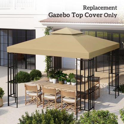 10' x 10' 2-Tier Canopy Cover, Outdoor Garden Gazebo, Beige Gazebos at Gallery Canada