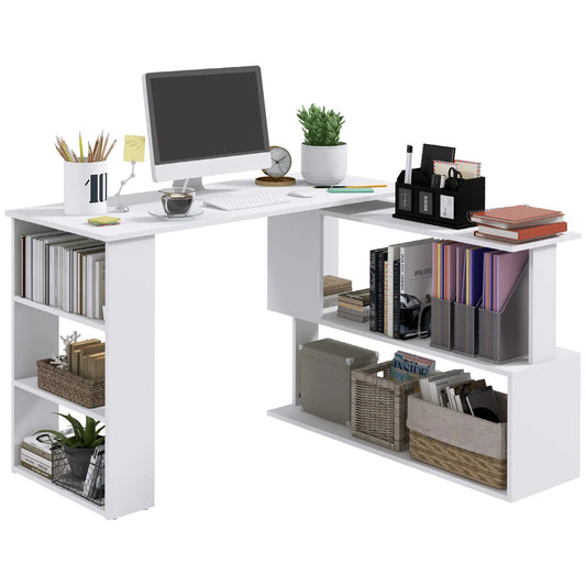 L Shaped Desk, 360° Rotating Corner, Computer Writing Table, White Writing Desks White at Gallery Canada