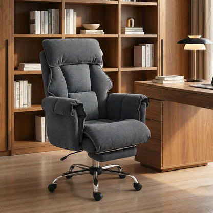 Computer Office Chair with Footrest, Adjustable Backrest, Dark Grey