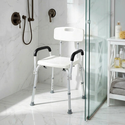 Adjustable Medical Shower Chair with Back, Padded Arms, Non Slip Tub Safety Seat Bath Chairs at Gallery Canada