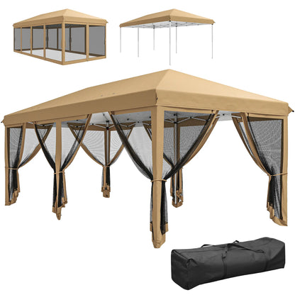 10' x 20' Pop Up Canopy Tent Gazebo, Removable Mesh Sidewalls, Carry Bag, Beige Pop Up Canopies at Gallery Canada