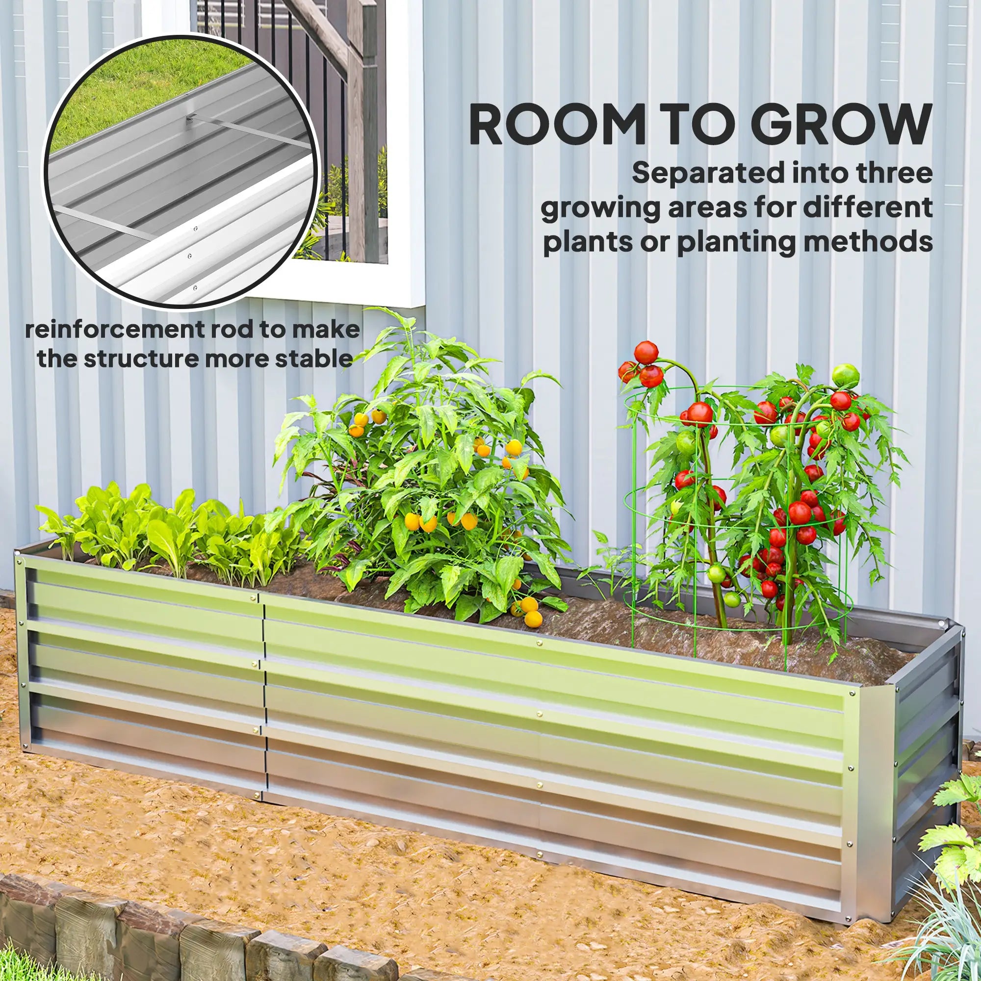 6' x 1.5' x 1.3' Galvanized Raised Garden Bed, Large Metal Planter Box, Silver Raised Garden Beds at Gallery Canada