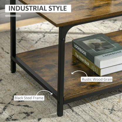 Industrial Coffee Table with Storage Shelf, 2-Tier, Rustic Brown Coffee Tables at Gallery Canada