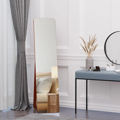 Full Length Mirror, Free Standing, Wood Frame, 15" x 61", Light Walnut Full Length Mirrors at Gallery Canada
