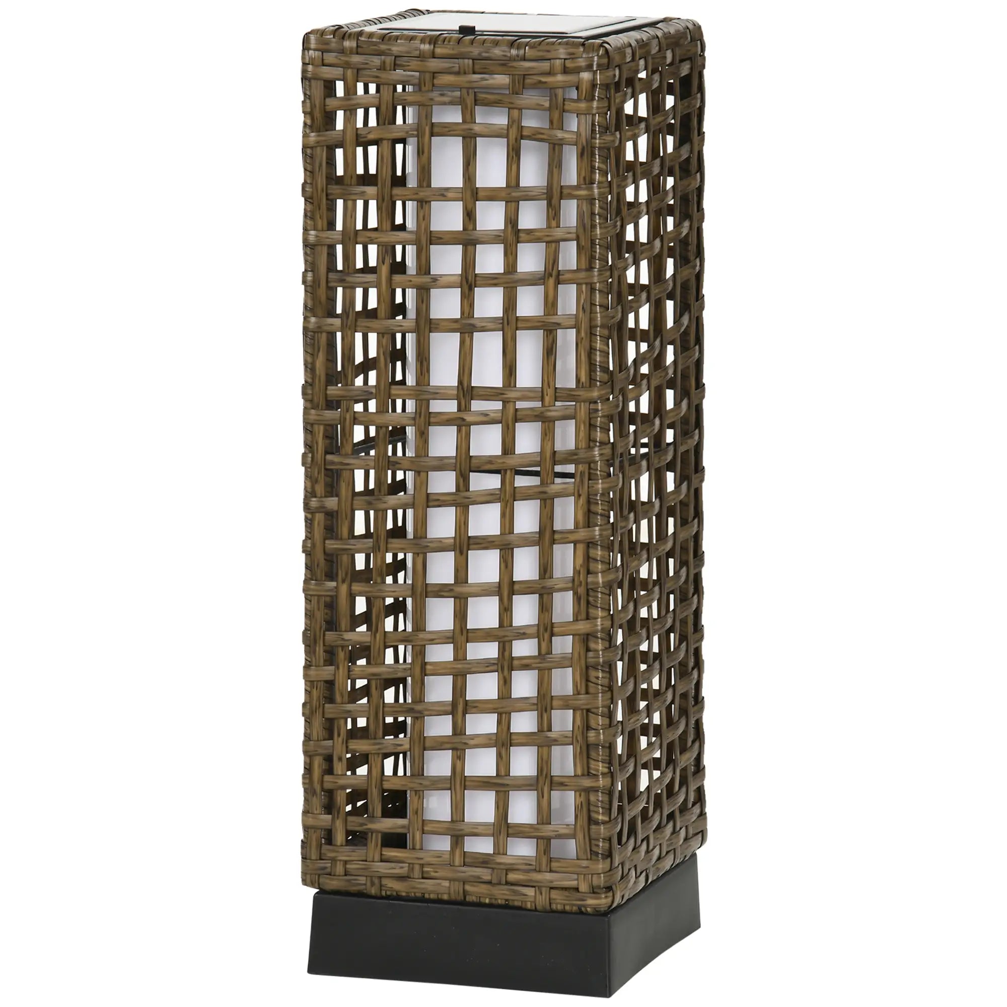 Wicker Solar Outdoor Lamp, Auto On/Off LED, IP44, Patio, Porch, Pathway Solar Post Lamps Sand, Black at Gallery Canada