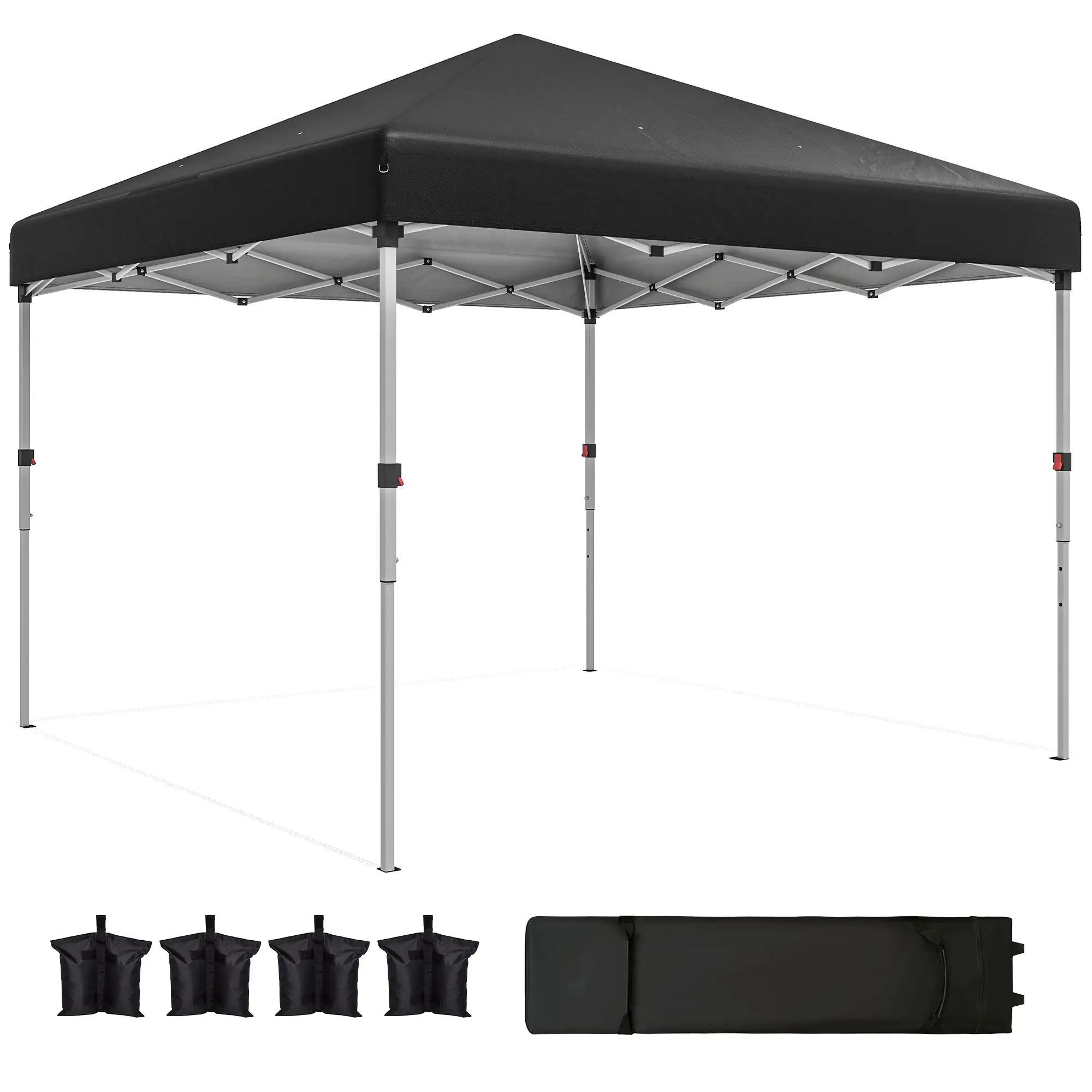 10' x 10' Pop Up Canopy, Sidewalls, Roller Bag, Adjustable Tent, Black Pop Up Canopies Black at Gallery Canada