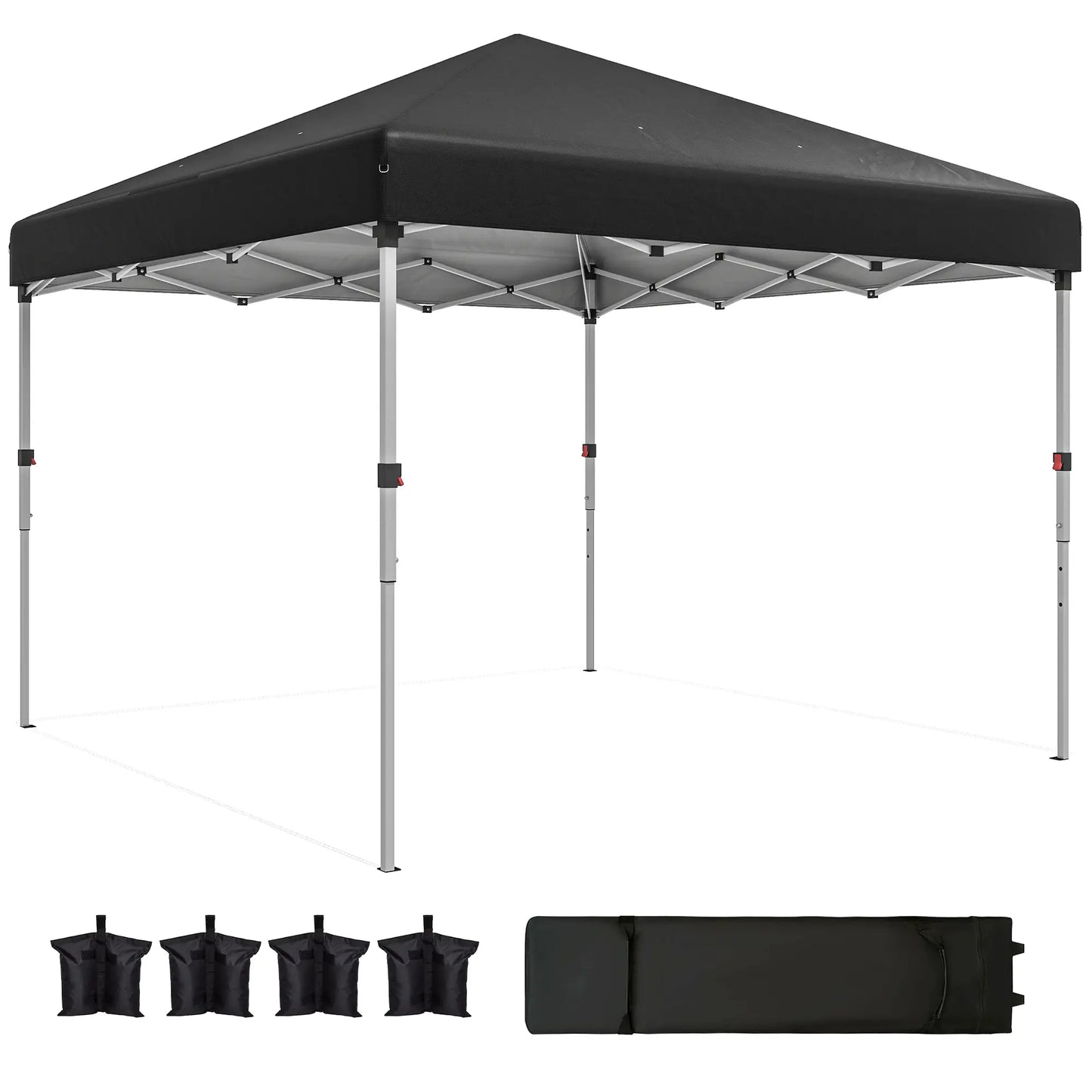 10' x 10' Pop Up Canopy, Sidewalls, Roller Bag, Adjustable Tent, Black Pop Up Canopies Black at Gallery Canada