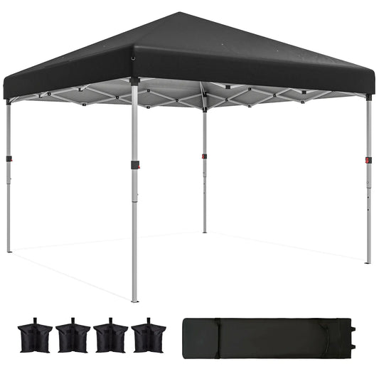 10' x 10' Pop Up Canopy, Sidewalls, Roller Bag, Adjustable Tent, Black Pop Up Canopies Black at Gallery Canada