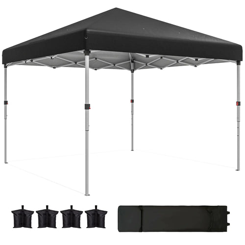 10' x 10' Pop Up Canopy, Sidewalls, Roller Bag, Adjustable Tent, Black