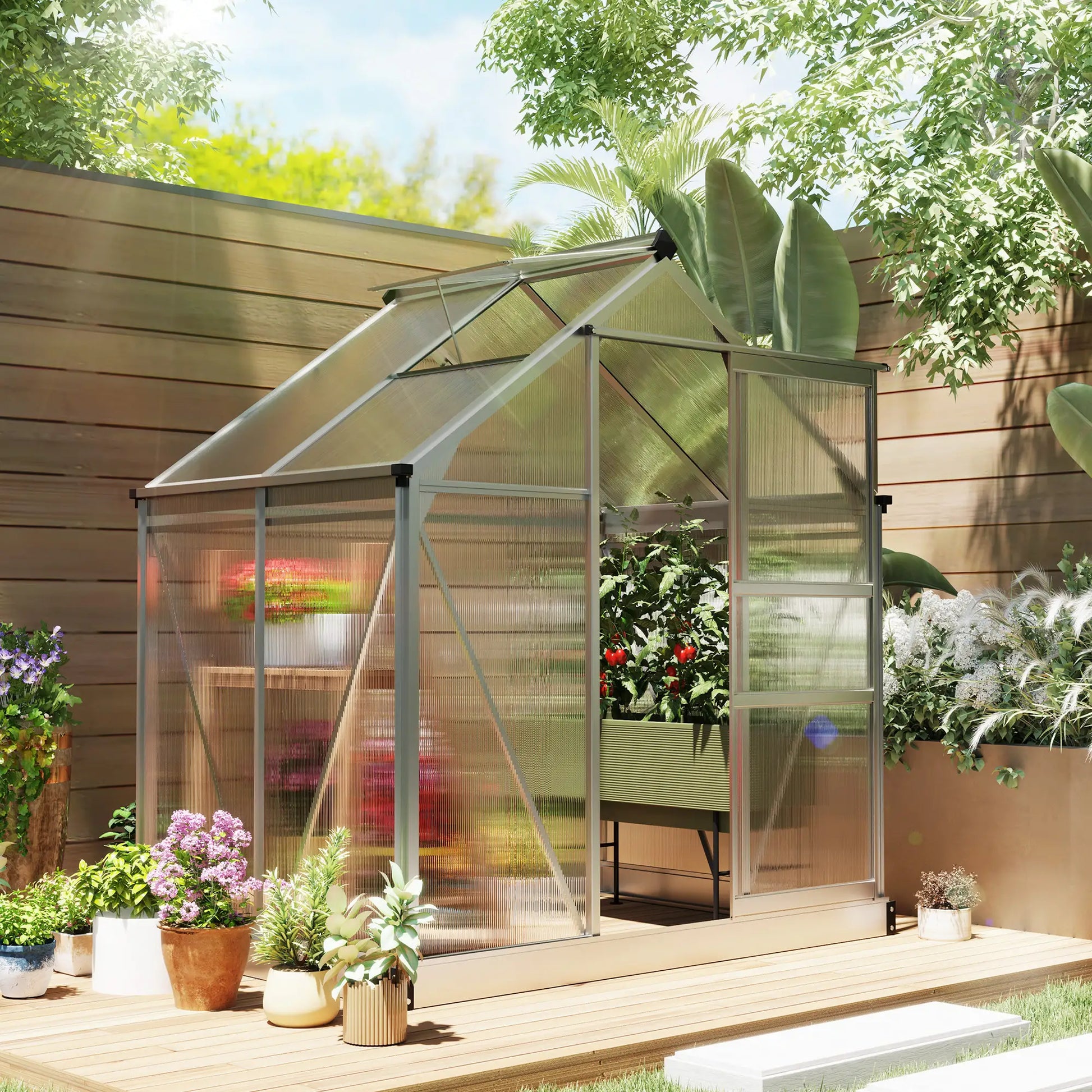 6' x 4' x 6.6' Polycarbonate Greenhouse, Walk-In Kit, Silver Walk In Greenhouses at Gallery Canada