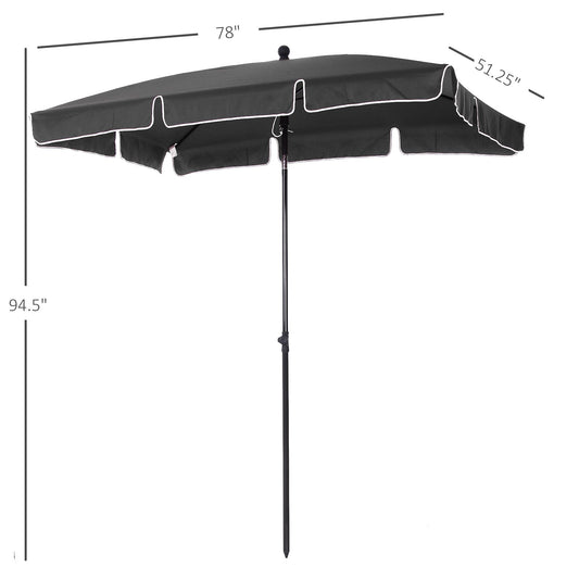 6.5x4ft Rectangle Patio Umbrella Aluminum Tilt Adjustable Garden Parasol Sun Shade Outdoor Canopy Grey - Gallery Canada