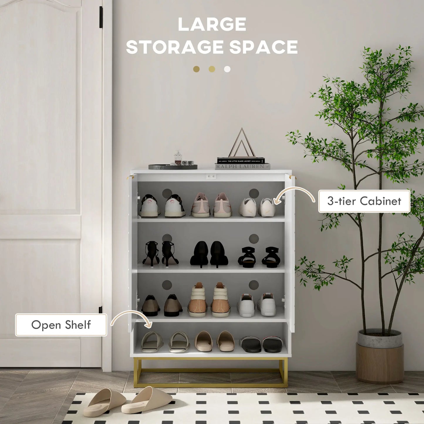 Entryway Shoe Cabinet, Adjustable Shelf for 12 Pairs, White Shoe Storage Cabinets & Racks at Gallery Canada
