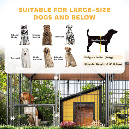 Large Outdoor Dog Kennel, 2 Rooms, Rotating Bowls, 13.5' x 9.4' x 5.1' Houses, Kennels & Pens at Gallery Canada