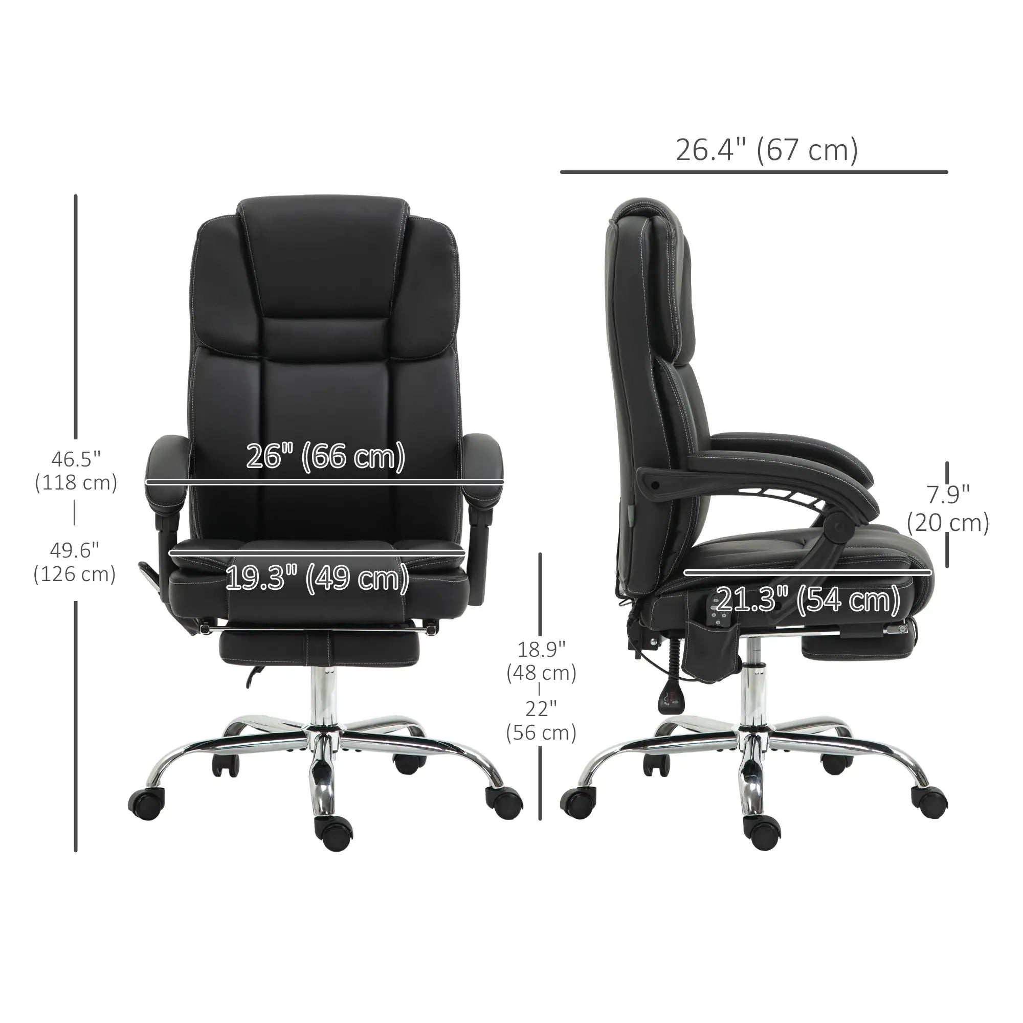 Massage Office Chair, Reclining Executive Chair with Vibration, Footrest, High Back, Black Massage Chairs at Gallery Canada